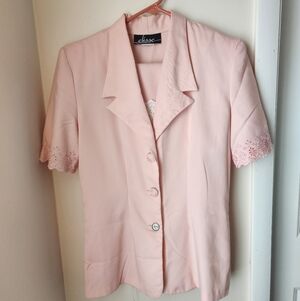 Baby Pink Matching Blazer And Skirt Set